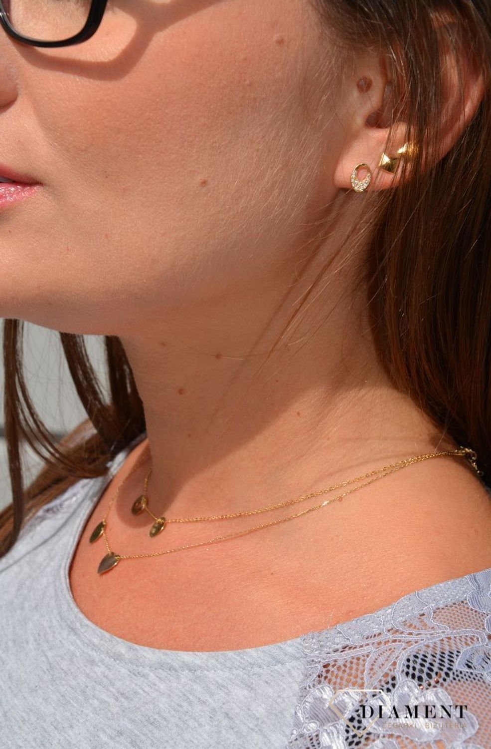 Złoty naszyjnik celebrytka 585 'serce i kółko'.jpg